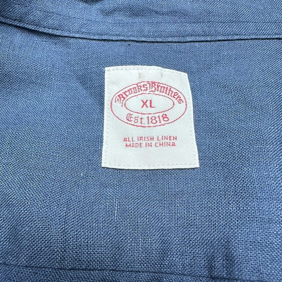 Brooks Brothers | Men | 100% Linen Roll Tab Long Sleeve Button Up Shirt | XL - Picture 8 of 13